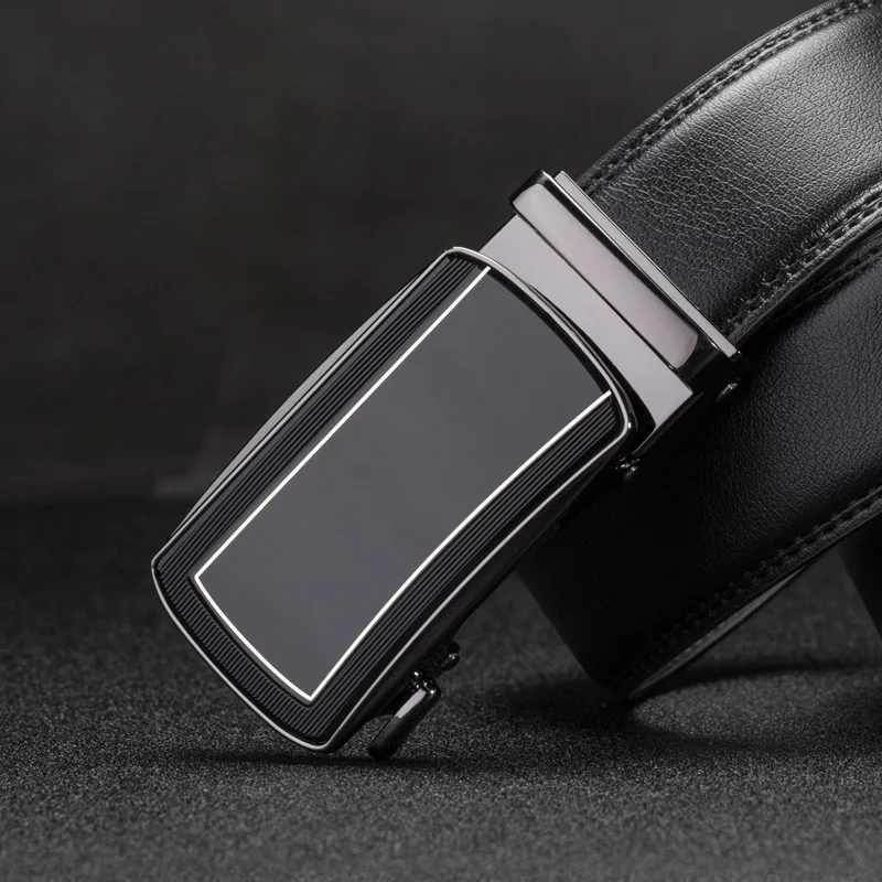 

high quality Genuine Leather men's leather belt boy Automatic buckle black Man belt Belts for Men Luxury Brand Male Belts Strap