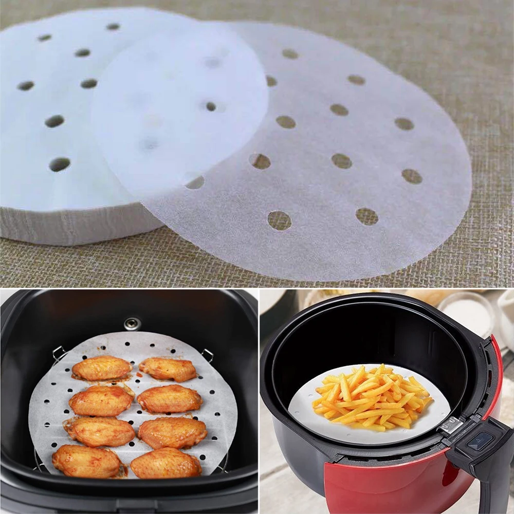 100Pc Disposable Air Fryer Steamer Liners Non-Stick Steaming Basket Paper Baking 