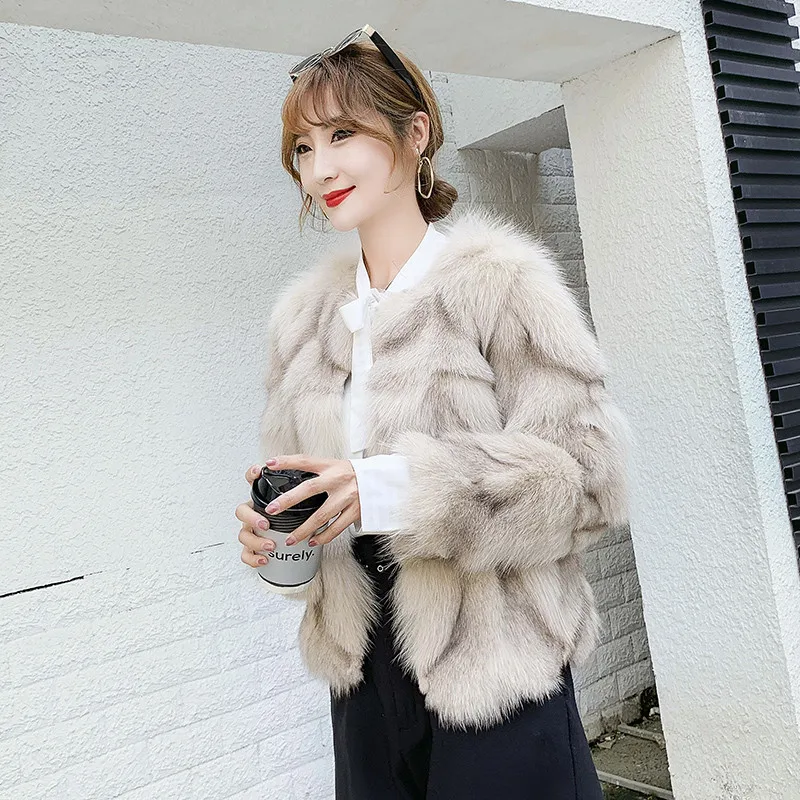 2021 New Style Real Fur Coat 100% Natural Fur Jacket Female Warm Leather  Fox Fur Coat High Quality Autumn And Winter New