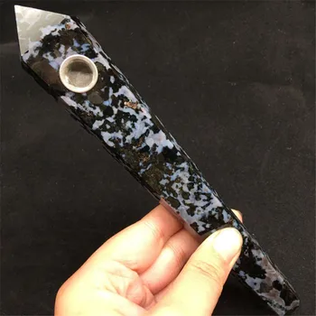 

1pc Natural Gabbro Quartz Crystal Smoking Pipes Mineral Healing Tobacco