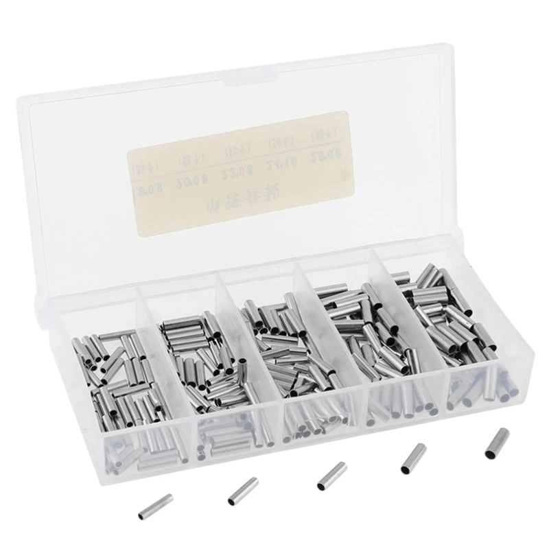 250Pcs/Set Single Barrel Crimping Sleeve Fishing Line Wire Leader Copper Tube Connector Accessories | Спорт и развлечения