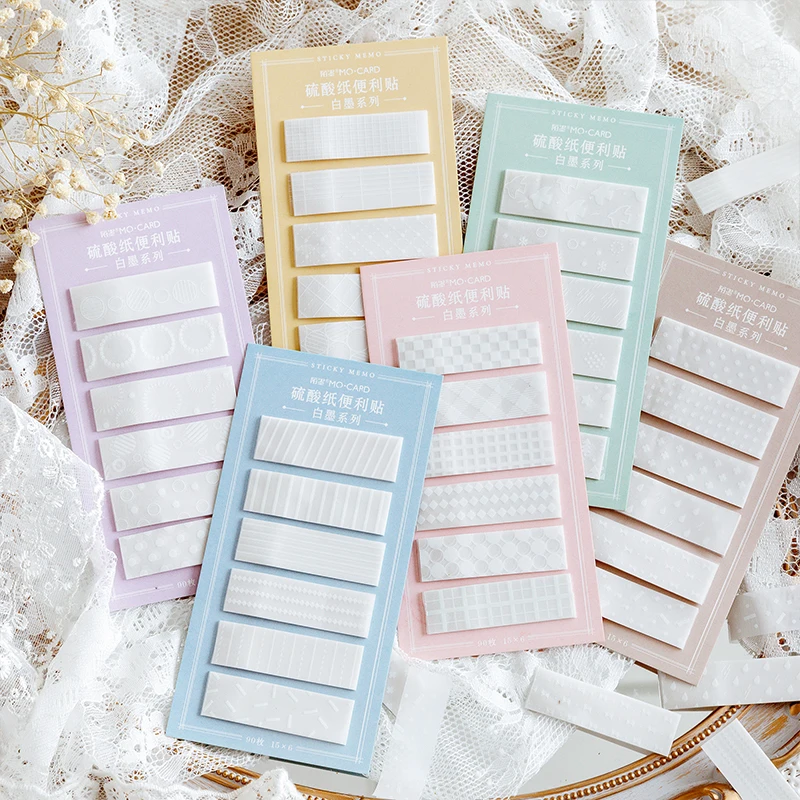 

Mohamm 90sheets White Lace Kawaii Small Sticky Memo pad Bookmark for Students School Supplies Stationery