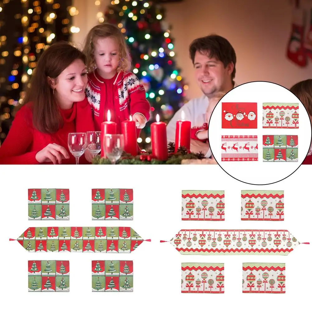

5PSC Christmas Tablecloth Creative Christmas Series Table Flag Tablecloth Placemat Home Soft Decoration #SW