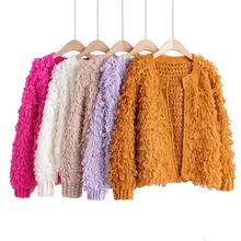 Новое осенне-зимнее женское пальто Мягкий Ретро свитер вязаный кардиган Однотонный свитер с круглым вырезом