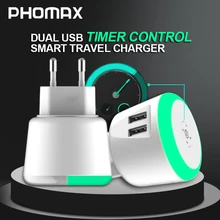 PHOMAX USB зарядное устройство 5 В 2.4A светодиодный Таймер управление Смарт зарядное устройство для iPhone iPad samsung Galaxy s9 s10 Galaxy htc Xiaomi LG huawei Ne