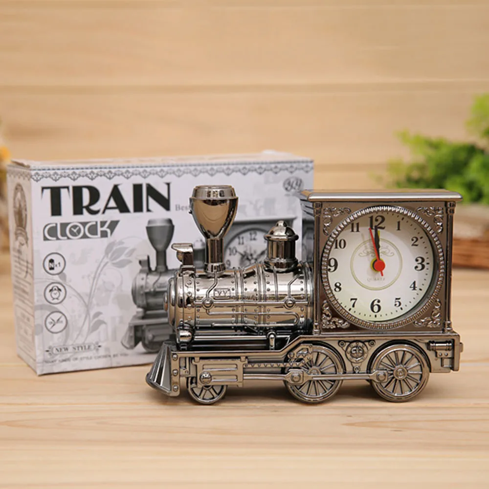 Alarm Clock Retro Style Train Table Desk Clock Bedroom Locomotive Mechanicals