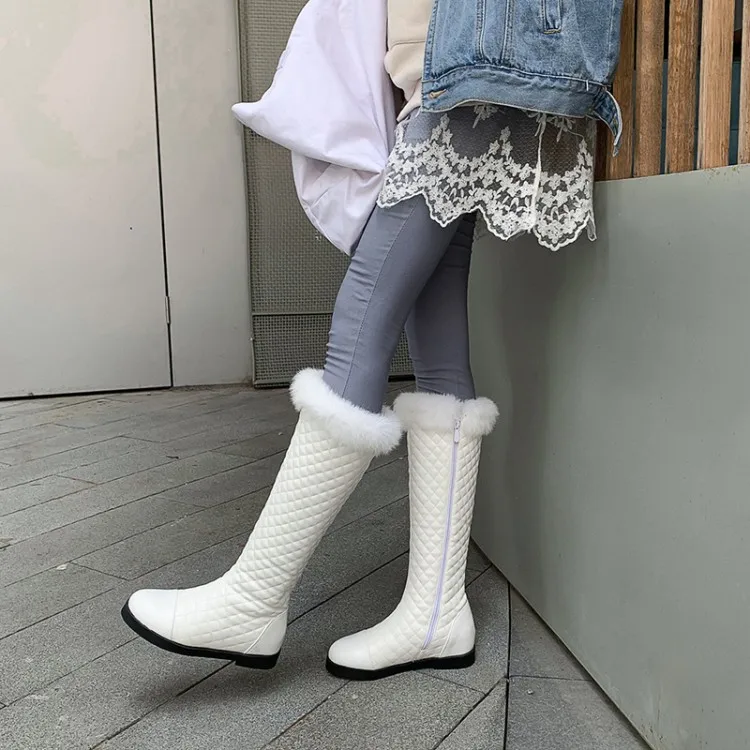 Top Quality 32~43 Fashion Winter Boots Women Plus Size Designer Snow Boots Luxury Knee Platform Heels Shoes Warm Fur Boot