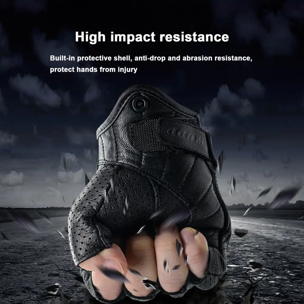 Breathable Gloves For Motorcycle Professional Faux Leather Black Knuckle Protection Half Finger Gloves for Cycling