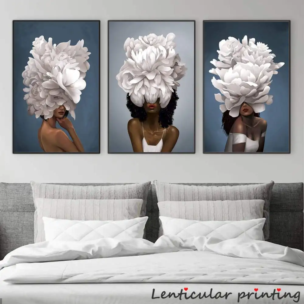 

HD Elegant Woman Canvas Art Set Home Decor Peony Picture Oil Painting Canvas Nordic Wall Art Decor Flower Abstract Wall Art