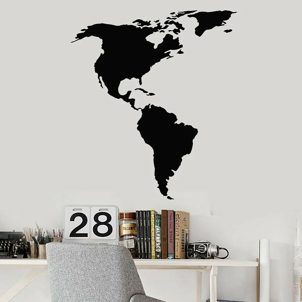 PROD 4000311234245 Geography Wall Stickers For Book Room North and
South America Continent Vinyl Wall Decal For Living Room Kitchen
Decoration W912