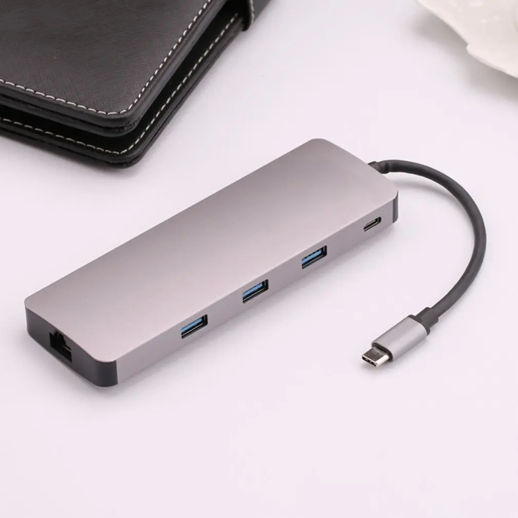 USB-C концентратор type C концентратор USB 3,0 Thunderbolt 3 HDMI 3,5 мм аудио RJ45 адаптер для MacBook Pro для samsung Galaxy
