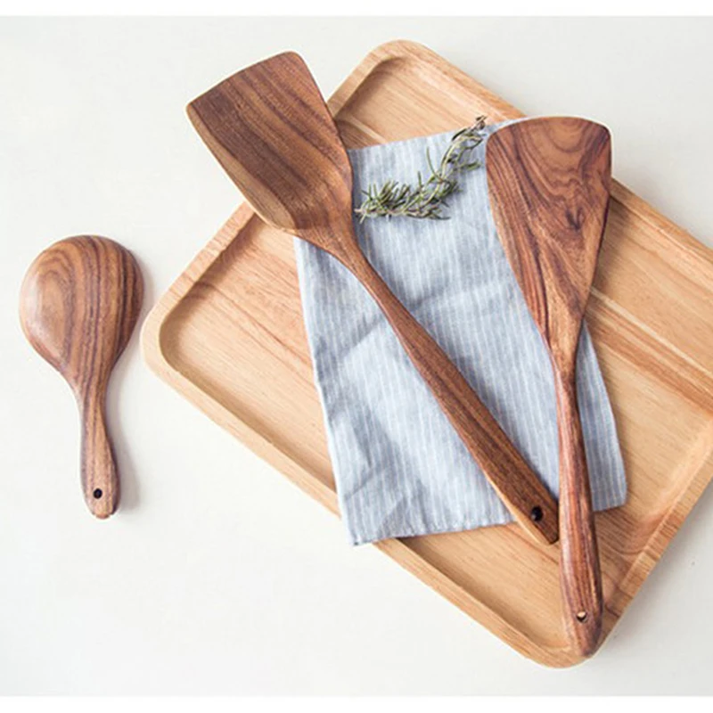 Деревянный кухонный набор посуды для приготовления пищи ложка дуршлаг для риса половник-дуршлаг лопатка Черпак термостойкая Антипригарная посуда набор