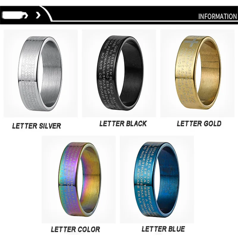 Белые кольца из титановой стали для женщин, синее кольцо с надписью «Jesus», мужское обручальное кольцо, мужские персонализированные ювелирные изделия, свадебные кольца, мужской подарок