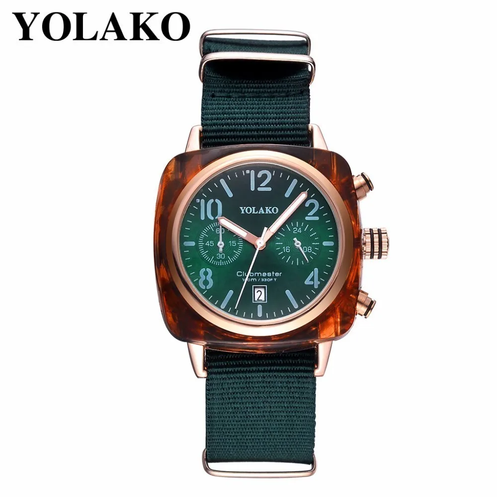 

Hot Selling Men Square Sports Watch Luxury Canvas Band Male Clock With Calendar Quartz Watch Relogio Masculino YOLAKO Brand