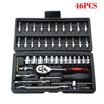 

46cs Chrome Vanadium Steel Sleeve Set Press Batch Sleeve Head Machine Repair Auto Repair Household Tool Kit Hardware Tools