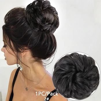 

Messy Hair Bun For Women hairpiece Extensions Synthetic wig Ring Wrap Chignon Black Brown High Temperature Fiber