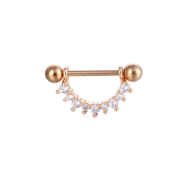 14G Nipple Piercing Ring Jewelry Flower Nipple Crystal Ring Star Rosegold Piercing Ring Monn Pircing Horns Zircon Nipple