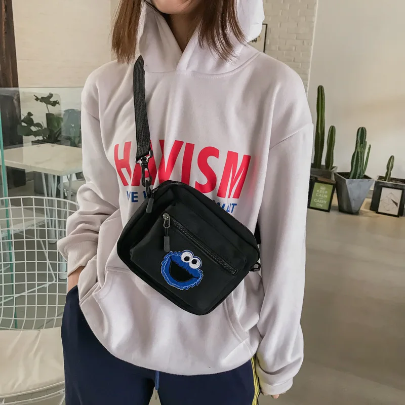 

Canvas Bag Women's 2019 New Style Korean-style Hong Kong Style INS Ultra-Fire Pack Japanese-style CHIC Shoulder Square Sling Bag