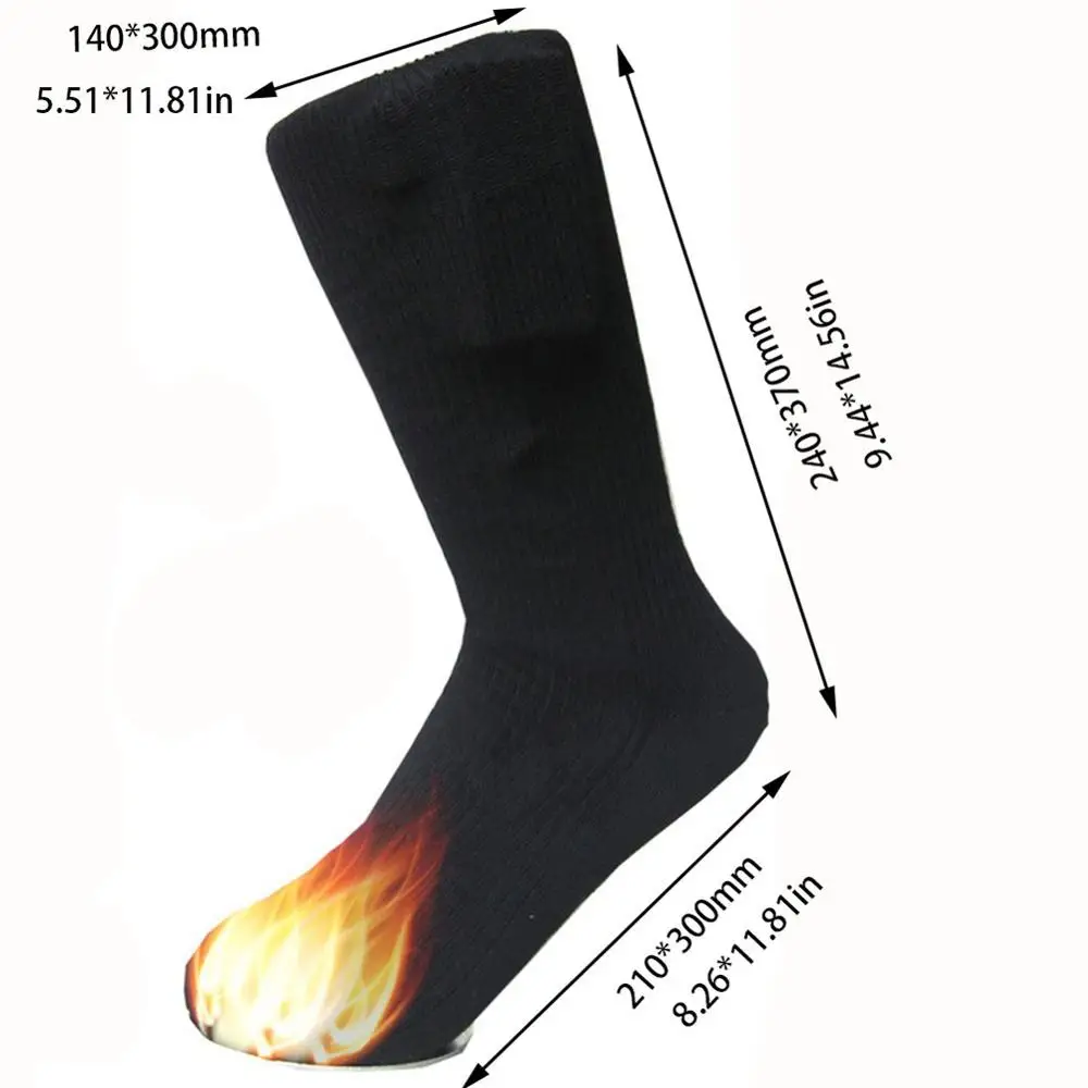 Теплые хлопковые зимние лыжные носки с подогревом спортивные гетры для ног электрические согревающие носки батарея мощность для мужчин и женщин высокое качество