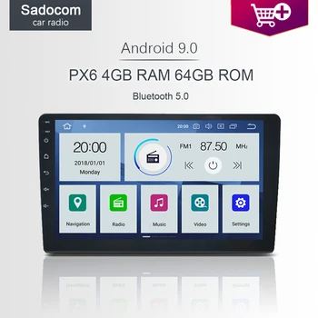 

PX6 10.1" 2 din Android 9.0 4GB RAM 64GB ROM 6 Core Car dvd player for Universal autoRadio GPS navigation Bluetooth wifi
