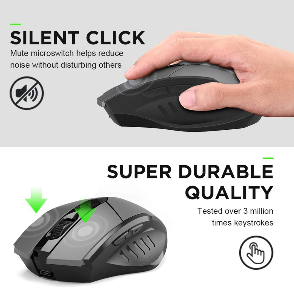 compatível com bluetooth mouse recarregável inphic sem fio mouse escritório mudo suporte computador portátil tablet smartphone universal