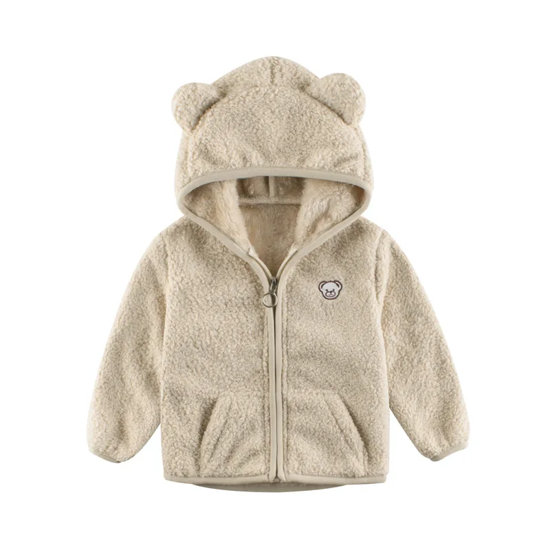 2023 Autumn Winter Kids Hoodie for Boys Girls Zipper Villus Solid