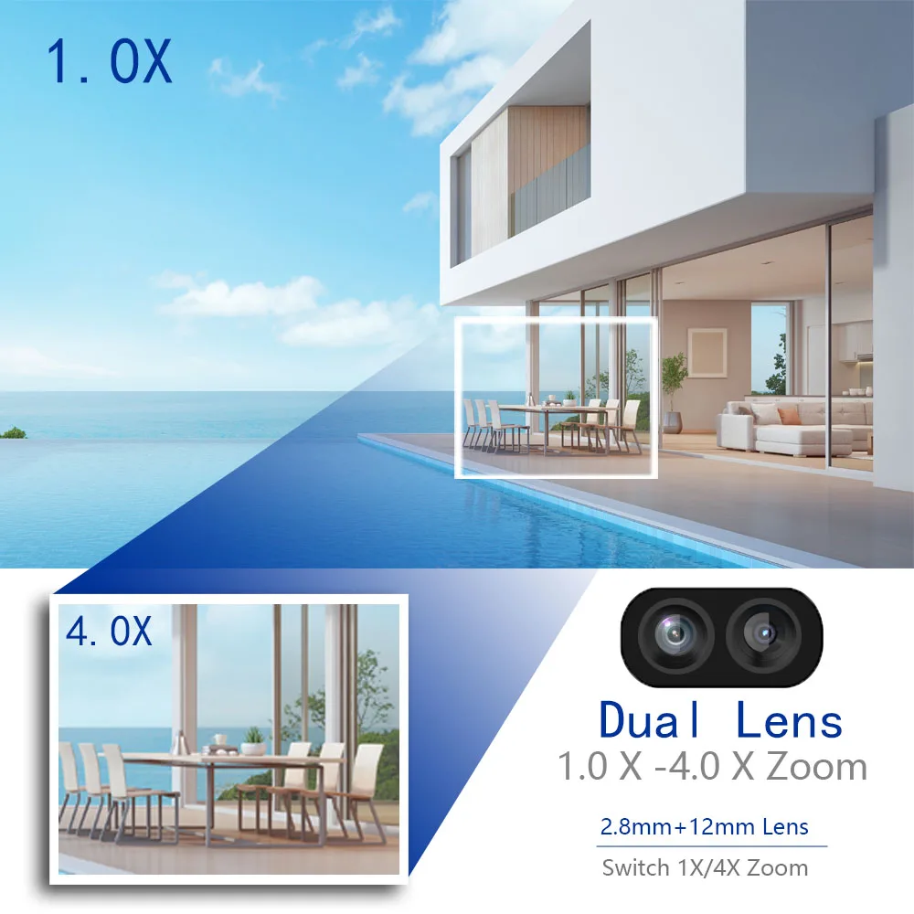 2K Full HD IP WIFI Camera Video Surveillance Outdoor Security Protetion CCTV Dual Lens 2.8mm-12mm Onvif 4X ZOOM PTZ AI Tracking