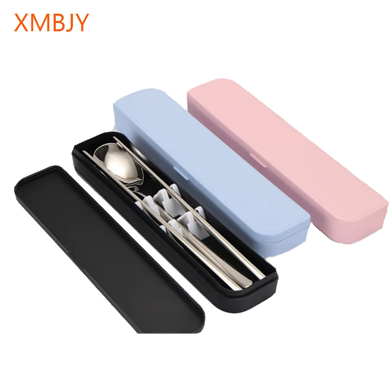 Portable Travel Tableware Set Stainless Steel Dinnerware Box Kitchen Fork Spoon Dinner Set For Kid School Cutlery