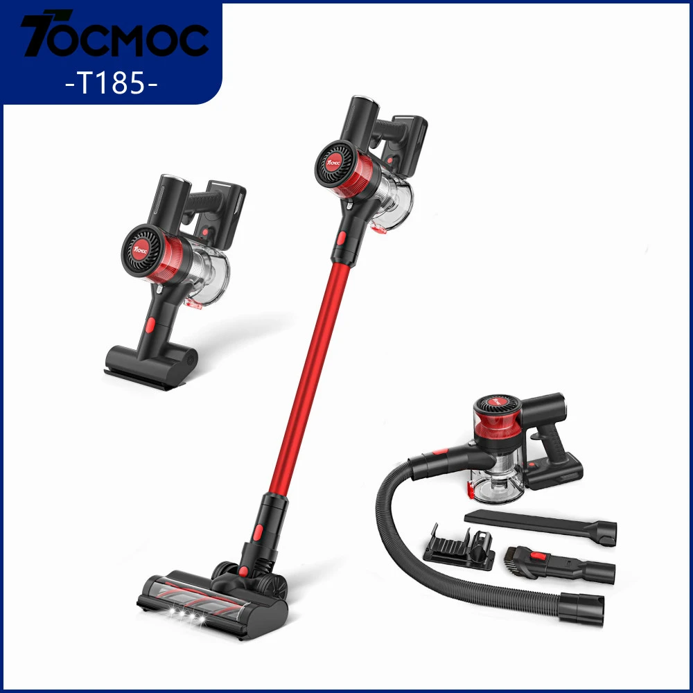 コードレスクリーナー】TOCMOC T185 コードレスサイクロン掃除機 LED