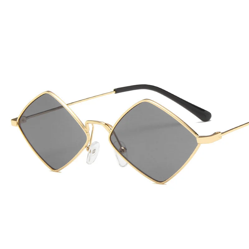 Elbru Retro Diamond Shaped Sunglasses Fashion Metal Irregular Sunshades Eyewear Male Female Colorful Lens Sun Spectacles Unisex 2