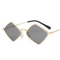 Elbru Retro Diamond Shaped Sunglasses Fashion Metal Irregular Sunshades Eyewear Male Female Colorful Lens Sun Spectacles Unisex 2