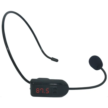 

Wireless Headset Microphone, 87.0 Mhz to 108Mhz Handfree Clip on Head Megaphone Mic for Speaker