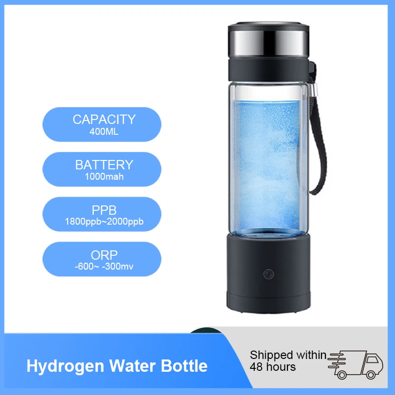 

400ML SPE/PEM Stainless Steel Hydrogen Water Generator Akaline Water 2000PPB Ionizer Rich Hydrogen Water Cup Water Filter Bottle