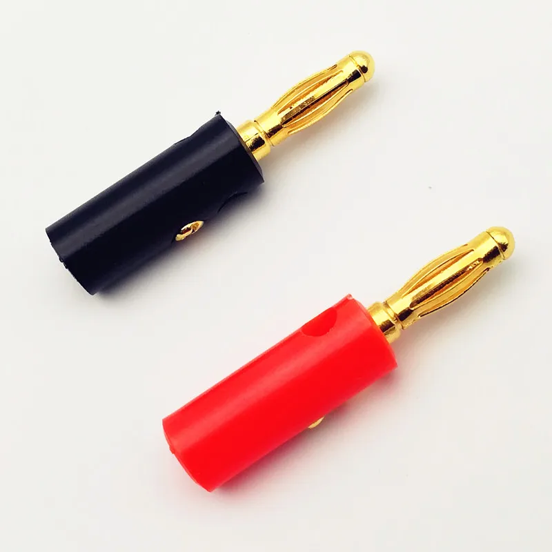 100pcs High quality 4mm Banana Plug Screw-type Gold Plated Red + Black Lenth 40mm | Электроника