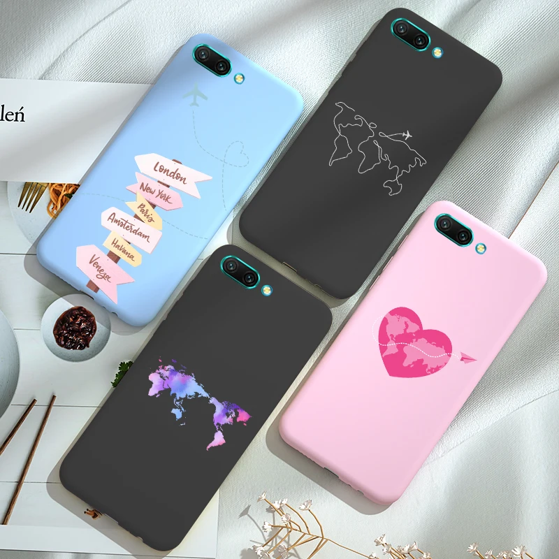 

Phone Honor 7A PRO 7C 10i 10 Lite 9 9X Premium 8X 8A 8C 8S Case Silicone Travel Map FOR Huawei Honor View 20 20s 20 PRO Cover