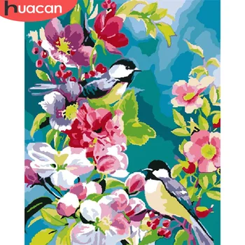 

HUACAN Paint By Numbers Bird Drawing On Canvas Hand Painted Painting Art Gift DIY Pictures By Number Flower Kits Home Decor