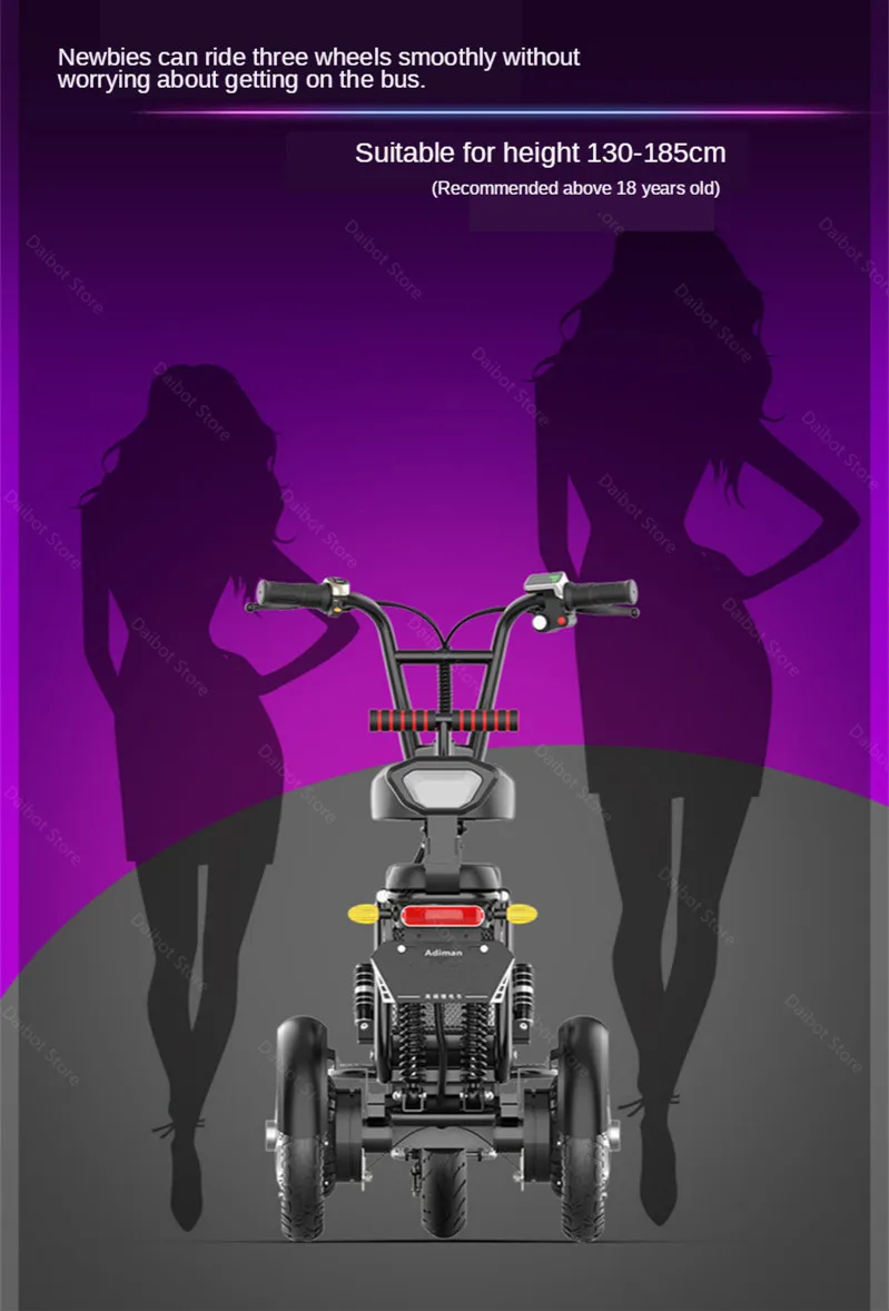 10 Inch Mini Electric Scoooter Three Wheel Electric Scooters With Backshift System 48V 350W 30AH 25KMH Electric Adult Tricycle (8)