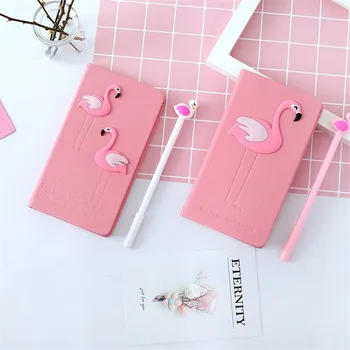 

Animal Notebook Set Cute Flamingo Note Book with Free Gel Pen Diary Day Planner Kawaii Journal Stationery Gift School Supplies
