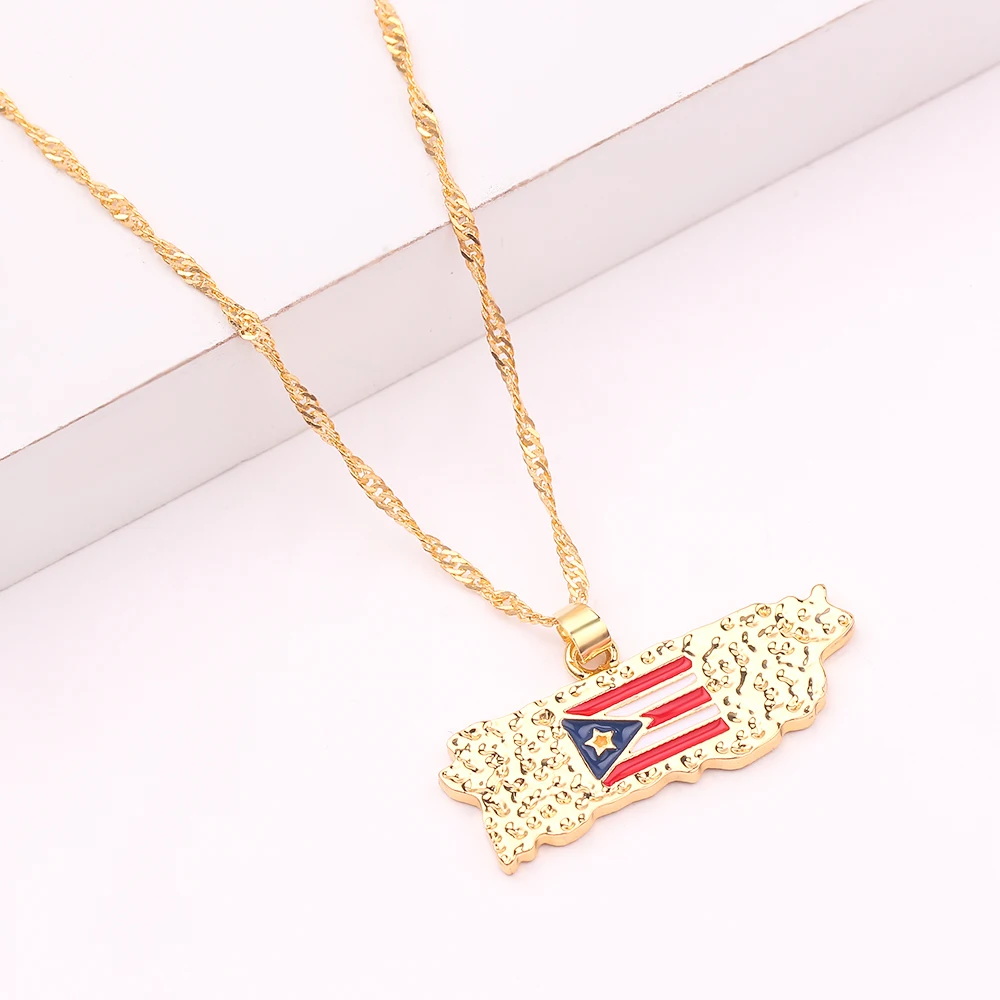 Ожерелье с подвеской с пластиной, флаг Пуэрто-Рико, ювелирные изделия для женщин и мужчин, кулон с картой, ожерелье, ювелирные изделия xl1983