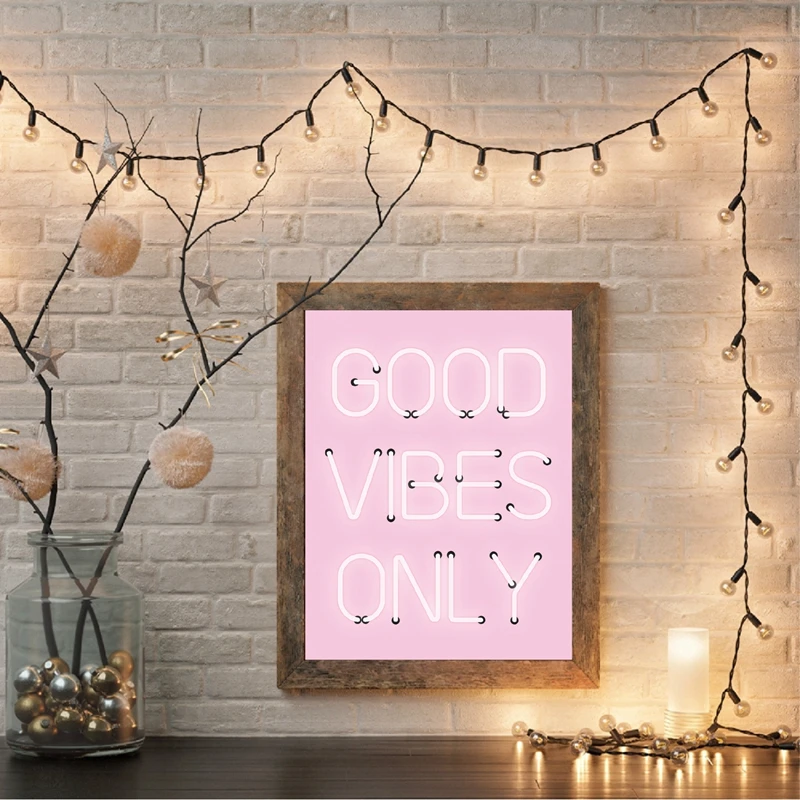 Good-Vibes-Only-Quote-Print-Neon-Lights-Sign-Inspirational-Poster-Pink-Positive-Quotes-Wall-Art-Canvas (1)