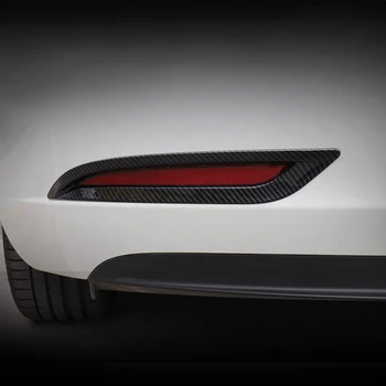 

For Tesla Model 3 2017 2018 2019 Exterior Accessories ABS Carbon Style Rear Tail Fog Light Lamp Cover Trim 2pcs Car Styling