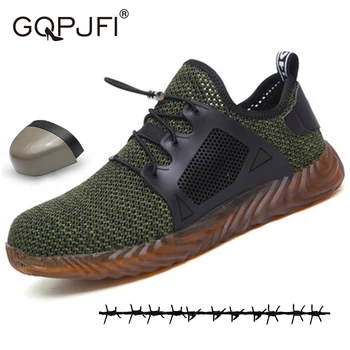 

GQPJFI Men's Shoes Spring And Autumn Flying Weave Breathable Leisure Sports Shoes Smash-proof Safety Work Shoe кроссовки мужские