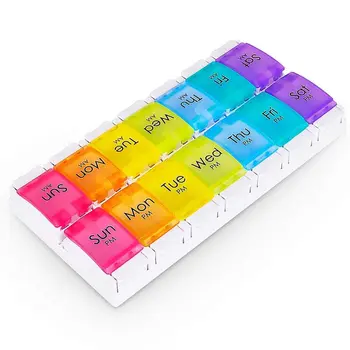 

Pill Box Twice-a-Day, Weekly Pill Planner with Detachable Compartments, can be detached as Daily Pill Box, Pill Organizer