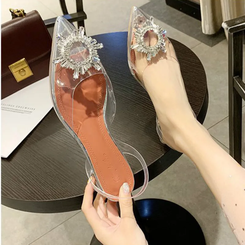 

Women Sandals Fashion Plus Size New Summer Transparent-upper 2cm High Heels Shallow Solid Student Casual Female Sandals 35-42