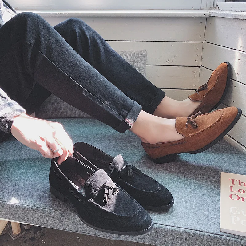 

Summer New Style England Breathable Tassels Formal Wear Business Leather Shoes Low Top Pointed-Toe Slip-on Casual Foot Covering