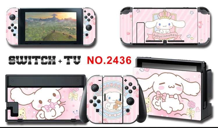 1set New Cute Anime Full Body Sticker for NS Switch Protective Cover Skin Colorful Art for Game Console Joy-Con Controller Decor