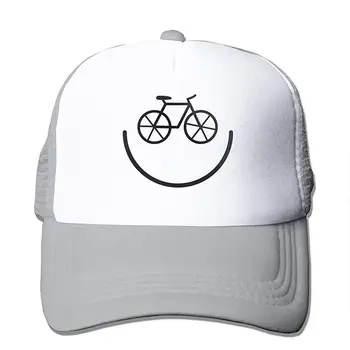 

Bicycle Smiley Mesh Baseball Cap Unisex Adjustable Trucker Style Hats Gray