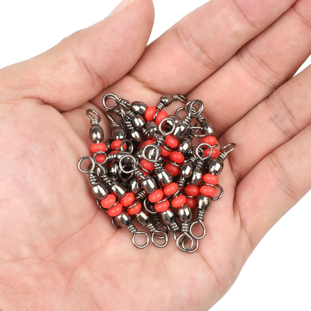 DONQL 1020pcs Three-Way Rotating Red Beads Fishing Rolling Rotary Joint Connector Three Fork Rotating Fishing Gear Accessories (7)