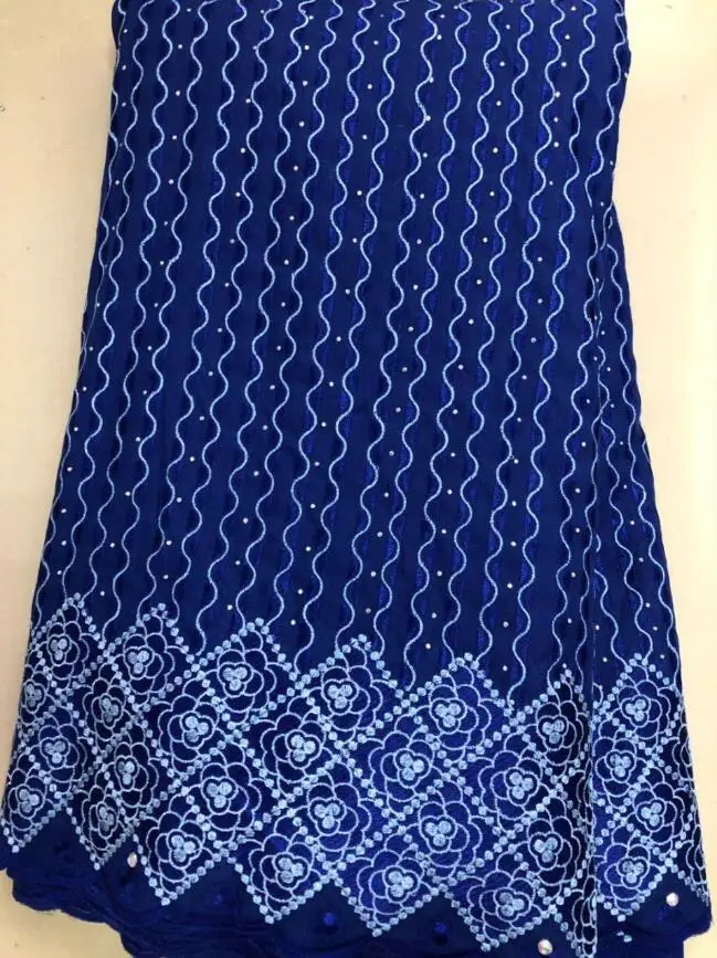 ROYALBLUE африканская кружевная вуаль ткань швейцарская HLL3941 с камнями швейцарское
