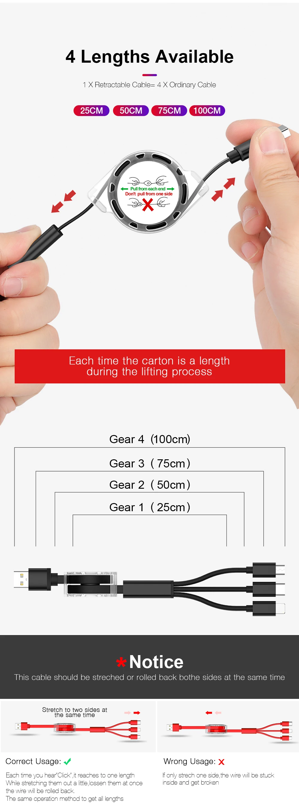 Многофункциональный телескопический топ продаж дизайн кабель 3 в 1 для samsung для iPhone для Android портативный кабель Usb кабель